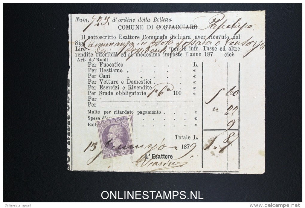 Italy: Marca Da Bollo On Document 1879 - Revenue Stamps