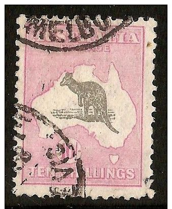 1932 AUSTRALIA 10/- Grey & Pink Roo / Kangaroo CofA WMK - Other & Unclassified