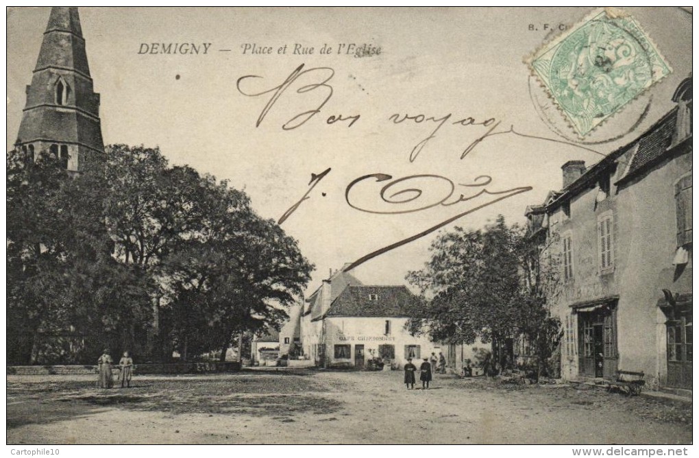 DEMIGNY  PLACE ET RUE DE L EGLISE - Autres & Non Classés