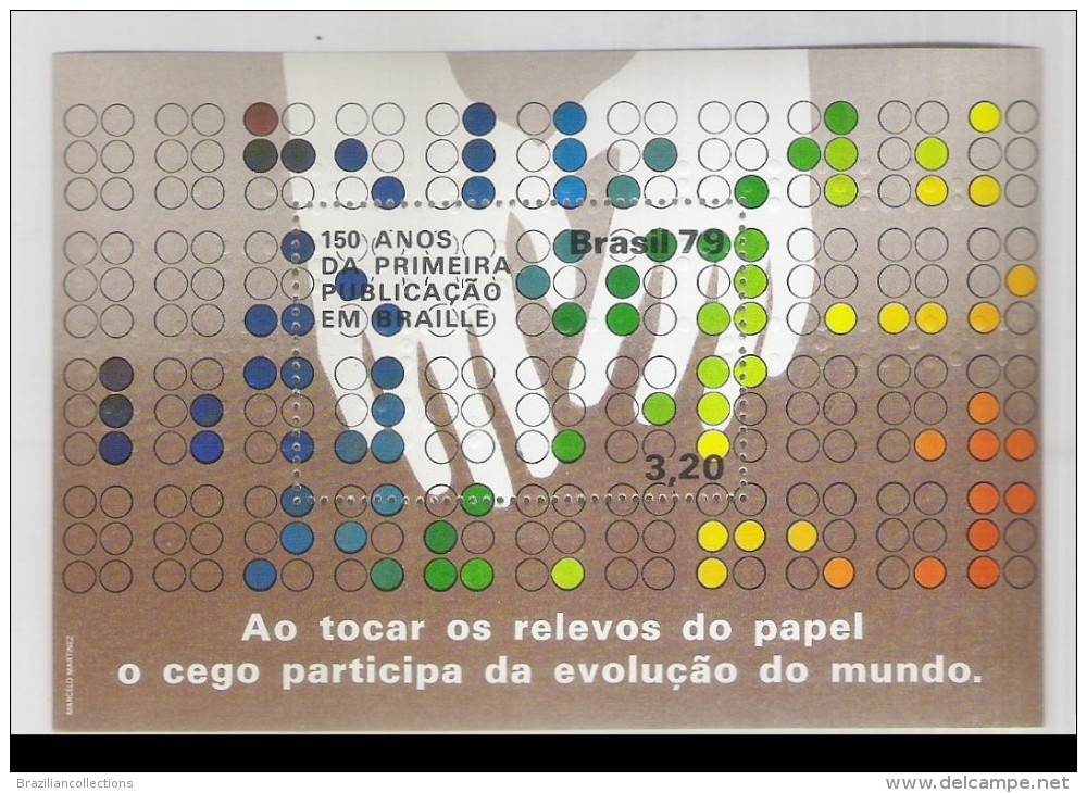 Brazil 1979 Hands Reading Braille. Souvenir Sheet. Sc.1650. Mint. - Blocks & Sheetlets