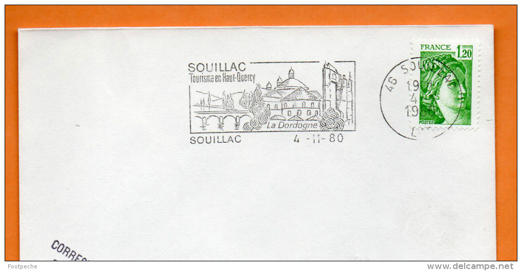 46 SOUILLAC     LA DORDOGNE    4 / 10 / 1980 Lettre Entière N° R 351 - Mechanical Postmarks (Advertisement)