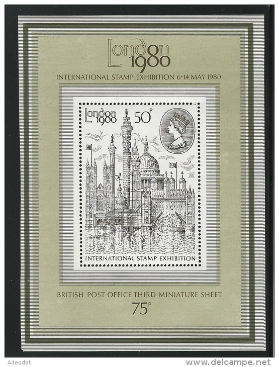 GREAT BRITAIN 1980 SCOTT 909**  THIRD MINIATURE SHEET   VALUE US $2.00 - Unused Stamps