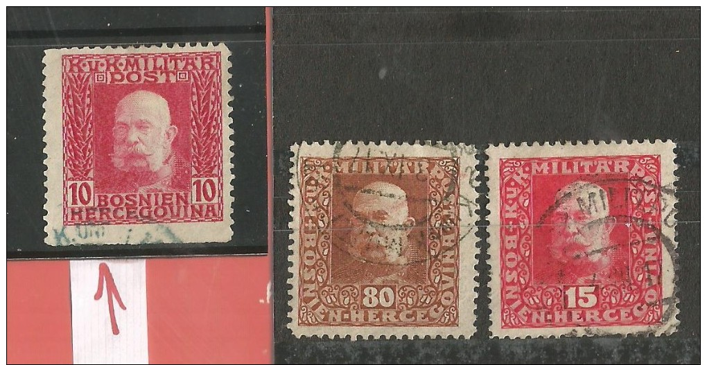 BOSNIA  AND HERZEGOVINA 3 STAMPS-1916 - Bosnie-Herzegovine