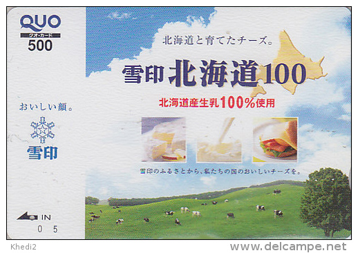 Carte Prépayée Japon - VACHE - LAIT FROMAGE - COW Japan Prepaid Card - KUH QUO Karte - 74 - Vaches