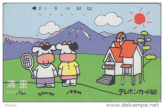 Télécarte Japon / 110-87014 - VACHE  TENNIS SOLEIL - COW Japan Phonecard - KUH Telefonkarte - 76 - Koeien