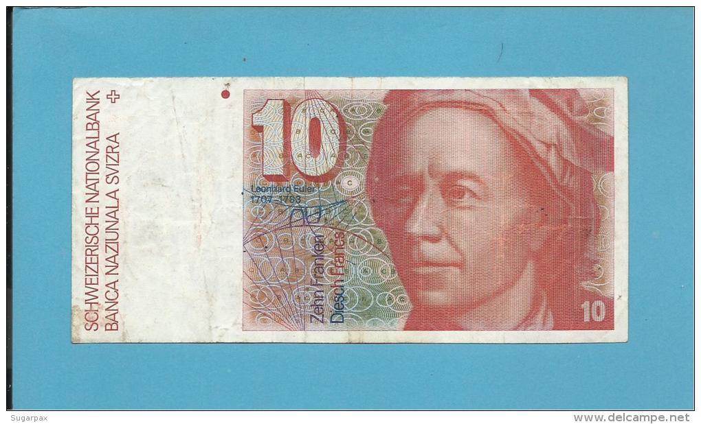 SWITZERLAND - 10 FRANCS - 1990 - Pick 53.h - Sign. 64 - Serie 90 P - Leonhard Euler - BANQUE NATIONALE SUISSE - Svizzera