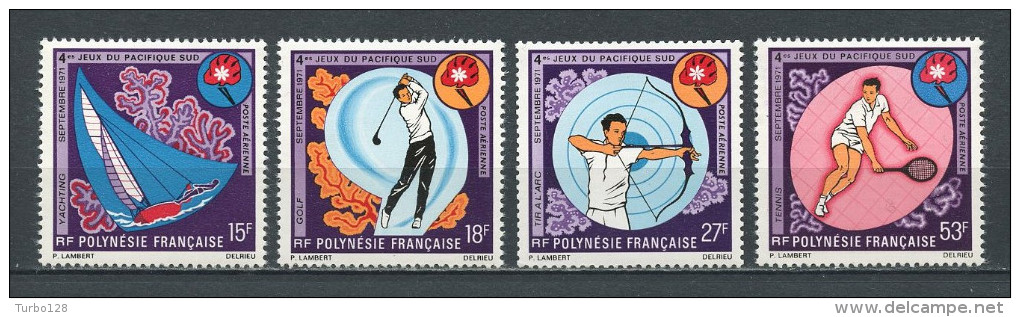 POLYNESIE 1971  PA N° 51/54 ** Neufs  = MNH Superbes Cote 64 € Sports Jeux Pacifique Sud Golf Tennis Yachting Arc Games - Unused Stamps