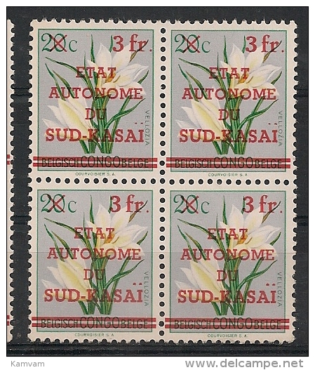 SUD-KASAI  Nr 8 ** MNH NSCH Bloc De 4 - Sur Kasai