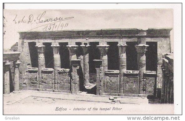 EDFOU 308 INTERIOR OF THE TEMPEL ATHOR 1911 - Edfu