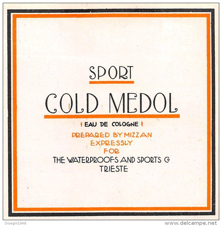 03089  "TRIESTE - MIZZAN - EAU DE COLOGNE - THE WATERPROOFS AND SPORTS C.O ".  ETICHETTA ORIGINALE - Etiquetas