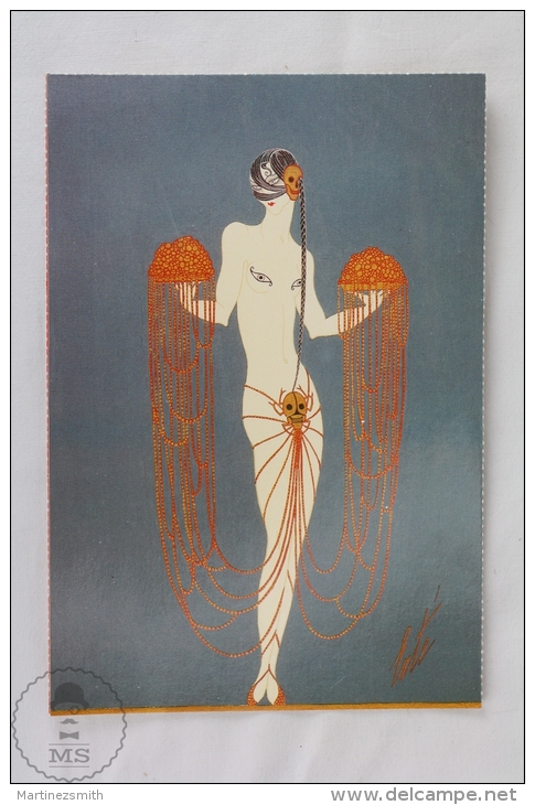 ERTE - The Girl With The Scarab 1925 (Private Collection) - From Erte, 20 Beautiful Colour Postcards 1994 - Advertising