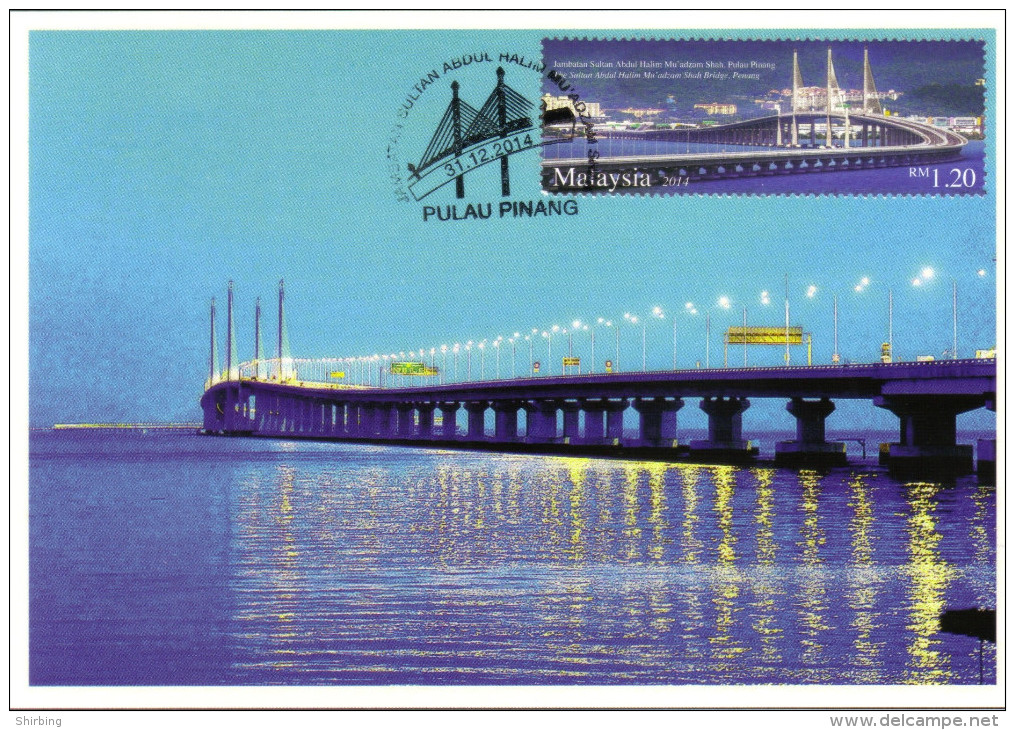 15C : Malaysia Penang 2nd Bridge Cable Stayed Maximum Card, Maxicard, MC No8 - Bridges