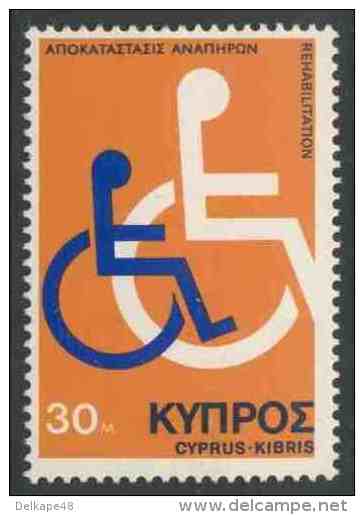 Cyprus Chypre Zypern 1975 Mi 425 YT 418 ** Wheelchair – 8th Eur. Meeting Int. Society Rehabilitation Disabled Persons - Sport Voor Mindervaliden