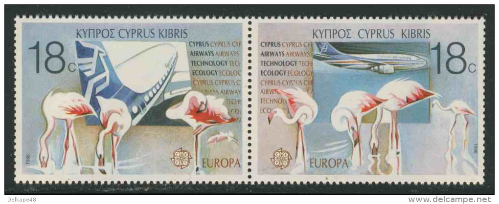 Cyprus Chypre Zypern 1988 Mi 697 /8 YT 693 / 4 ** Cyprus Airways Airliner + Boeing 739 + Greater Flamingos - Europa Cept - Flamants