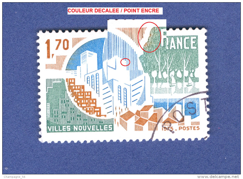 1975 N° 1855 VILLES NOUVELLES   OBLITÉRÉ NUANCE COULEURS - Usati