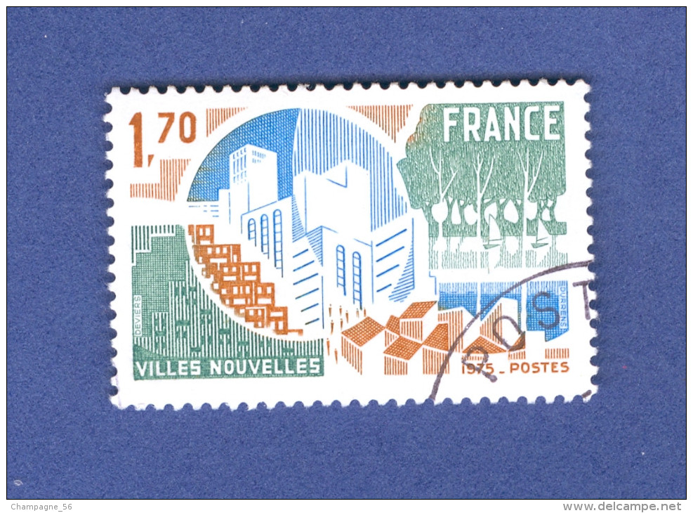 1975 N° 1855 VILLES NOUVELLES   OBLITÉRÉ NUANCE COULEURS - Usati