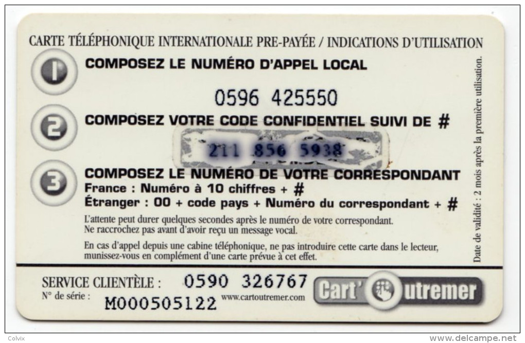 MARTINIQUE CART OUTREMER Ref MV CARD ANTF CO1d  Date 1999 - Antilles (Françaises)