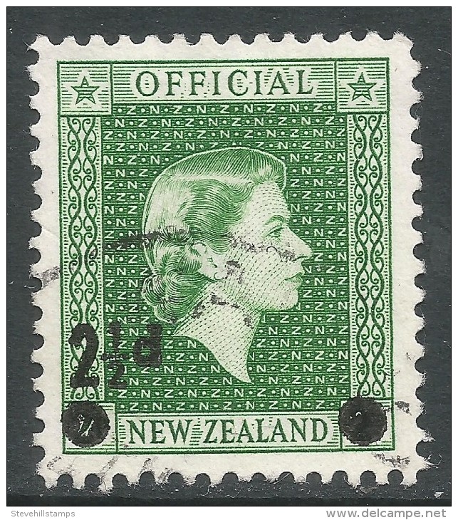 New Zealand. 1961 Official. Surcharge. 2½d On 2d Used. SG O169 - Oficiales