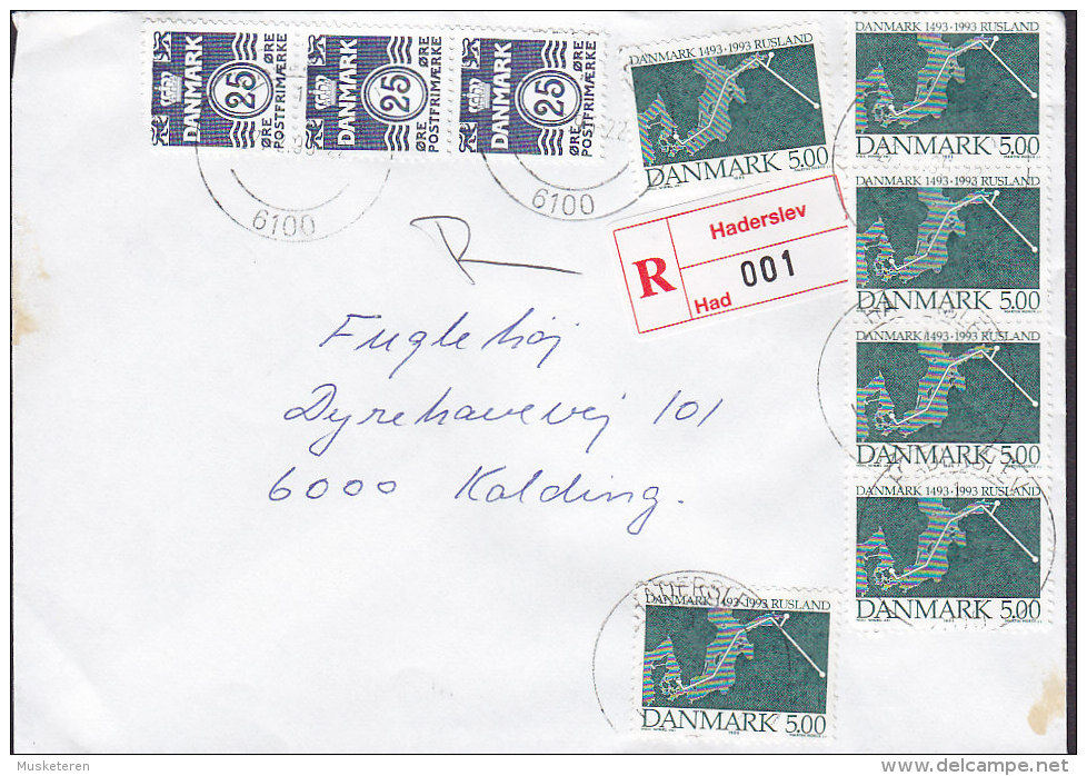 Denmark Registered Einschreiben HADERSLEV Label 1993 Cover Brief 4-Stripe Diplomatische Beziehungen Zwischen Russland - Briefe U. Dokumente