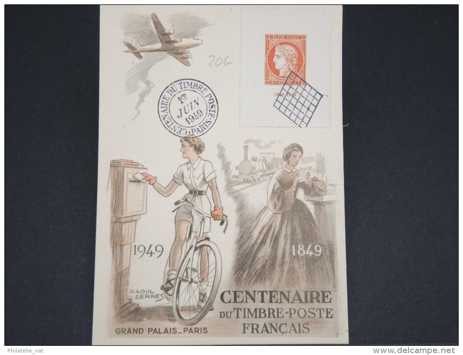 FRANCE - CARTE  DU CENTENAIRE DU TIMBRE EN 1949 AVEC N° YVERT 841       LOT P2307 - ....-1949