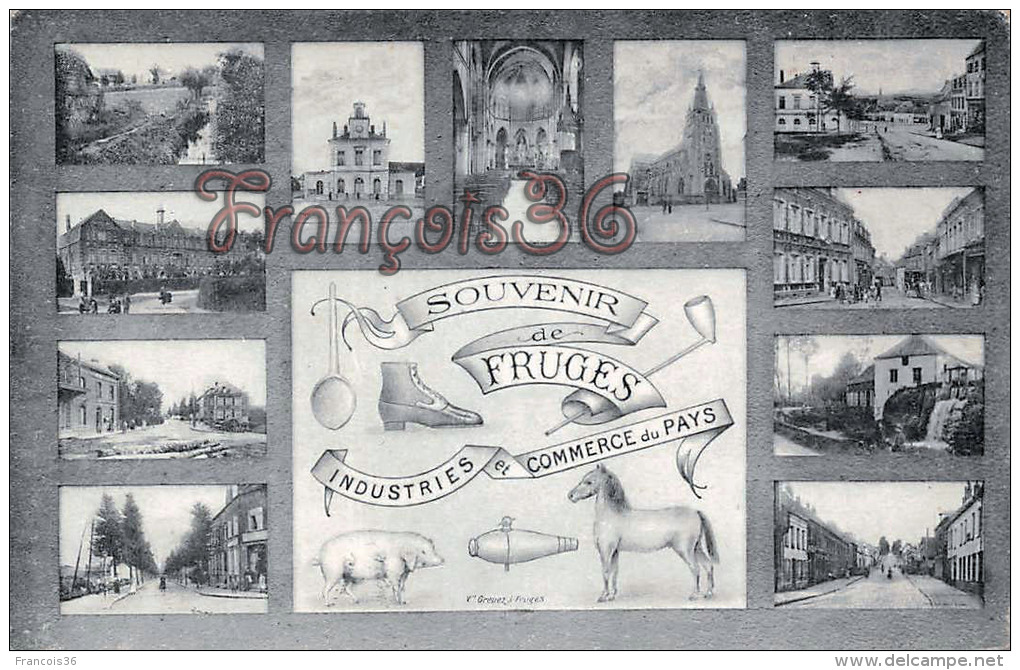 (62) Fruges - Souvenir - Industries Et Commerce Du Pays - Multivue - 2 SCANS - Fruges