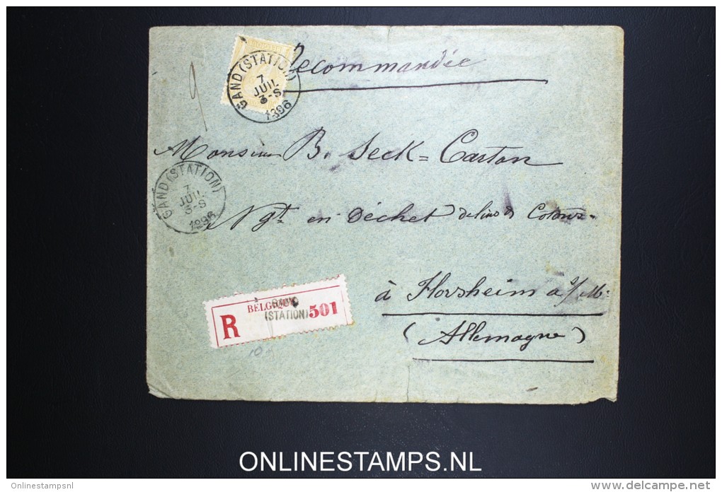 Belgium: Registered Cover 1896  OBP 50  Gand / Gent To Florsheim Germany - 1884-1891 Leopold II