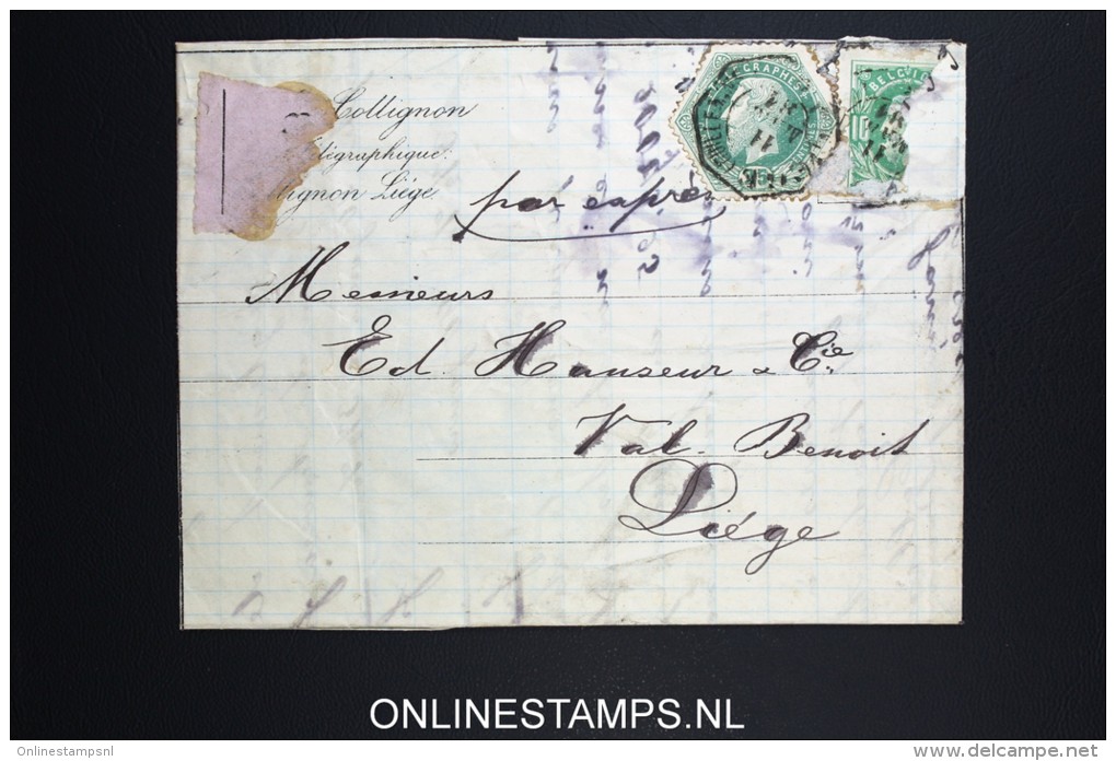 Belgium: TG 12 Telegraph Stamp On Complete Letter - Francobolli Telegrafici [TG]