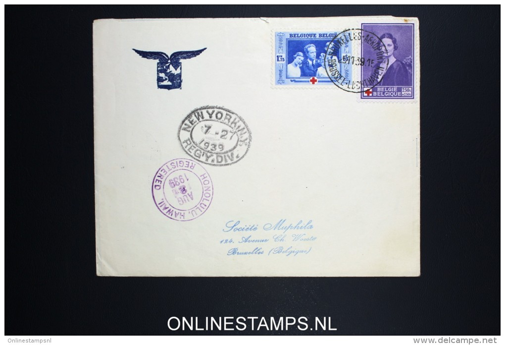 Belgium: Registered Airmail Cover 1939  To Honolulu Hawaï, Airtransport Fair - Other & Unclassified