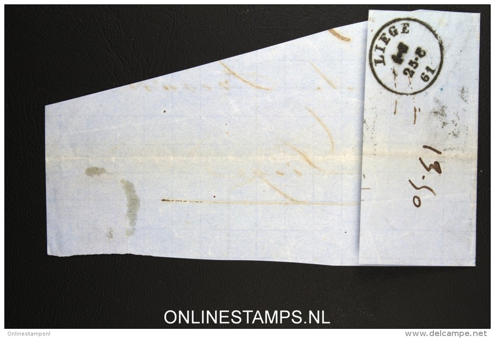 Belgium:c OBP 12 On Fragment Of Letter - 1858-1862 Medaillen (9/12)