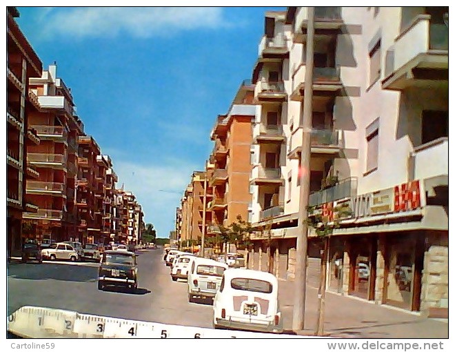 OSTIA VIALE DELLE BALENIERE ROMA LIDO AUTO CAR FIAT 500 1100 850 SALOTTI  BEKA V1968 ES14954 - Altri & Non Classificati