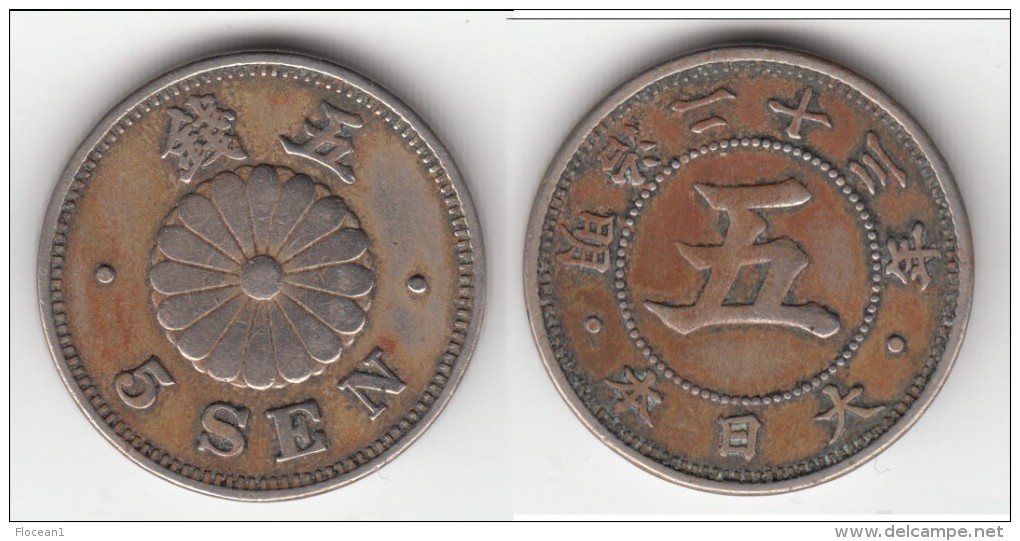 **** JAPON - JAPAN - 5 SEN YEAR 23 (1890) MUTSUHITO - MEIJI **** EN ACHAT IMMEDIAT !!! - Japan