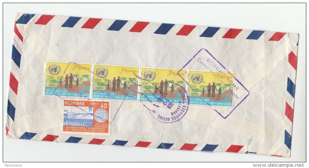 1980 Air Mail  PHILIPPINES COVER Stamps  4x 3.00 Anniv UN HUMAN RIGHTS United Nations - Philippines