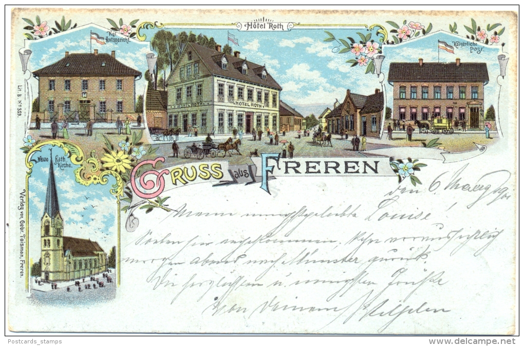 Freren / Emsland, Farb-Litho Mit Hotel Roth, 1901 - Lingen