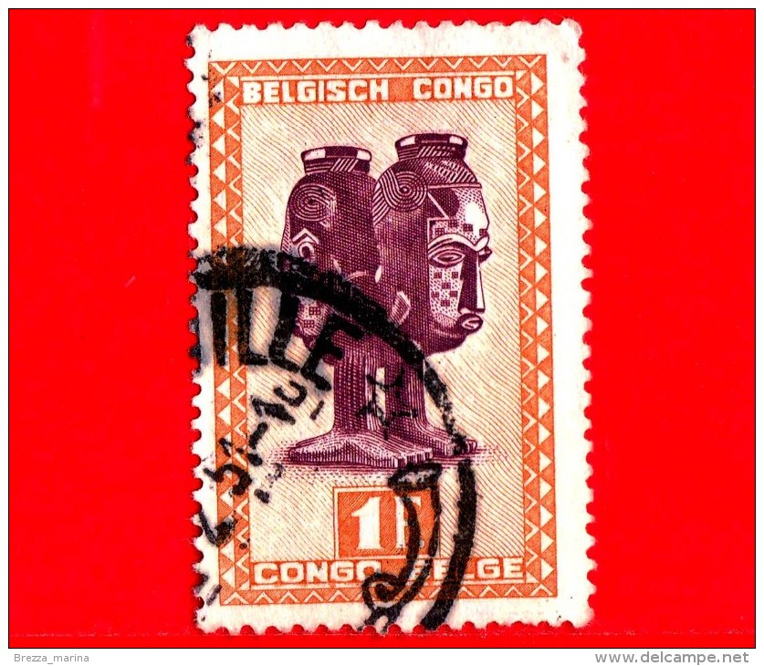 Congo Belga - Usato - 1947 - Figure Scolpite E Maschere - Mbuta - Tribù Bakuba - 1 - Oblitérés