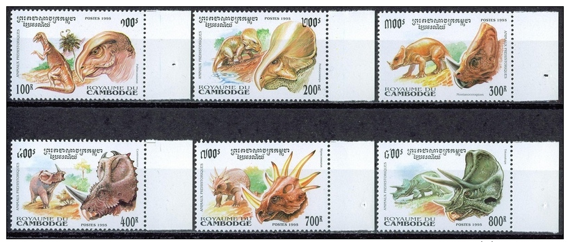 C083 FAUNA ZOOGDIEREN MAMMALS DINOSAURS PREHISTORIC ANIMALS CAMBODIA 1995 PF/MNH - Préhistoriques