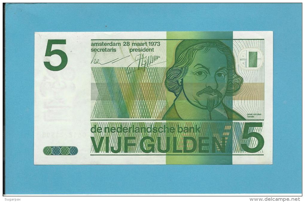 NETHERLANDS -  5 GULDEN - 28.03.1973 - Pick 95 - VONDEL - 2 Scans - 5 Gulden