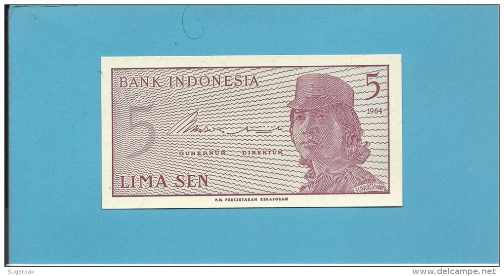 INDONESIA - 5 SEN - 1964 - P 91 - UNC. - Série XAG - Replacement - Female Volunteer In Uniform - 2 Scans - Indonésie