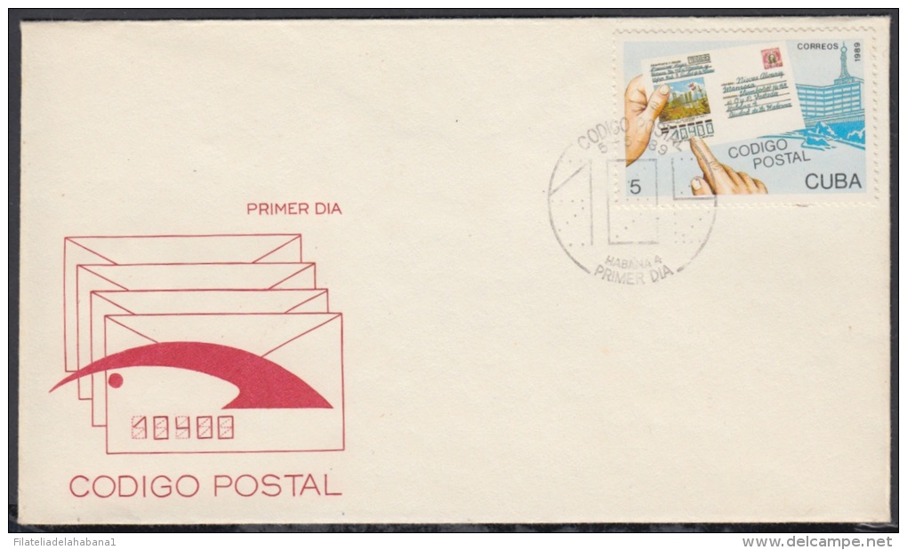 1989-FDC-3 CUBA. FDC. 1989. CODIGO POSTAL CUBANO. - FDC