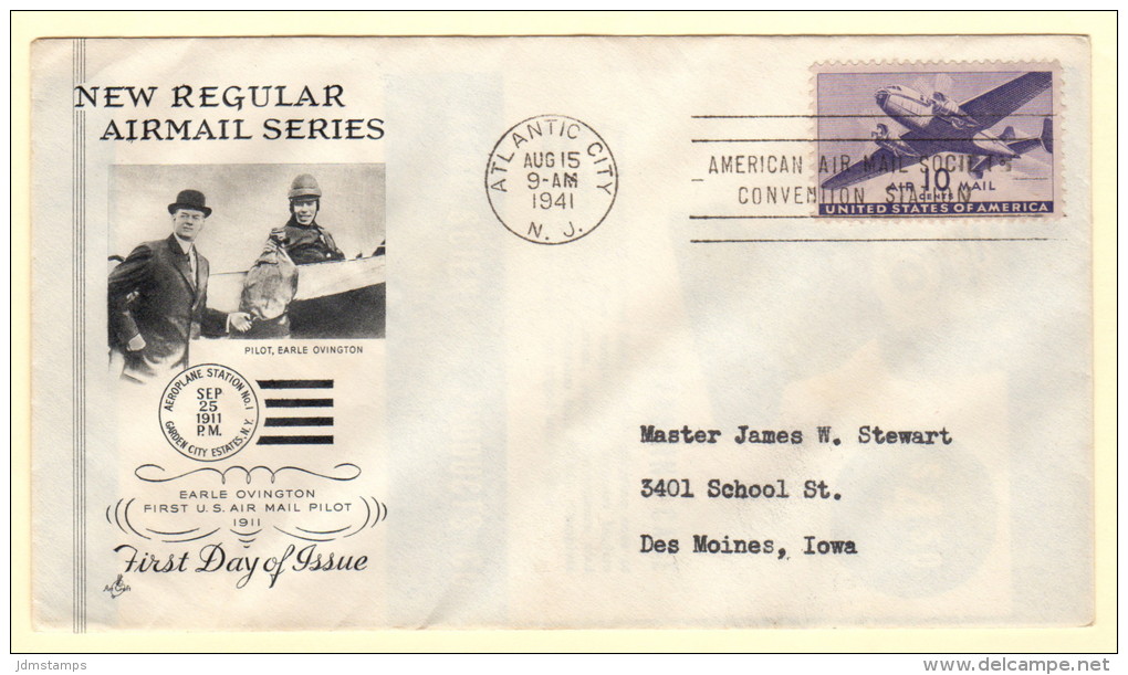 US SC #C27 FDC  1941 10c Transport Plane (08-15-1941), CV $6.00 - 1941-1950