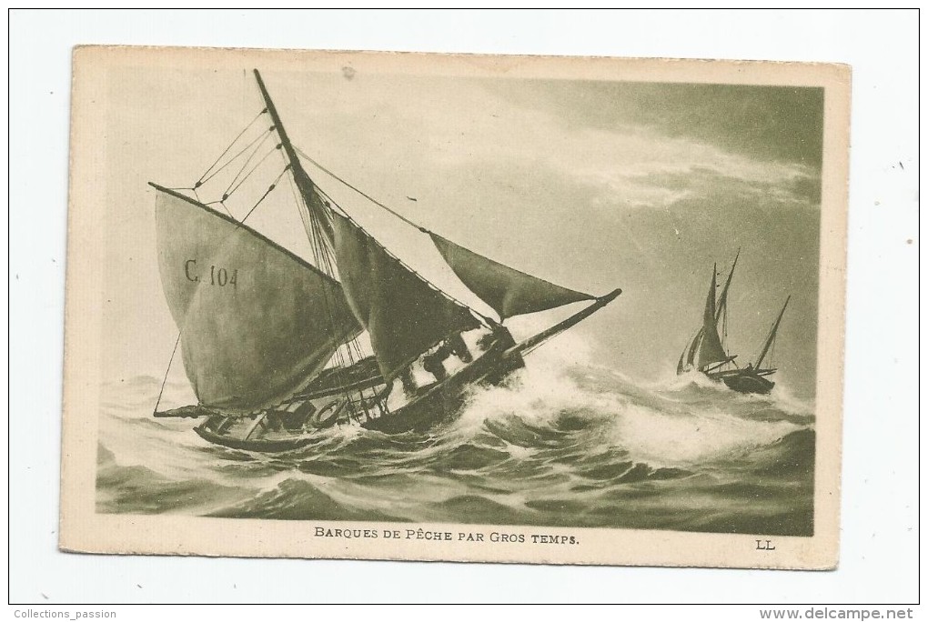 Cp , Bateau De PÊCHE , Barques De Pêche Par Gros Temps , Vierge - Pêche