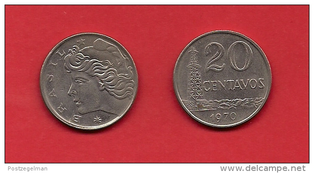 BRASIL, 1970, XF Circulated Coin, 20 Centavos,  Copper Nickel Km579.2 C1789 - Brazil