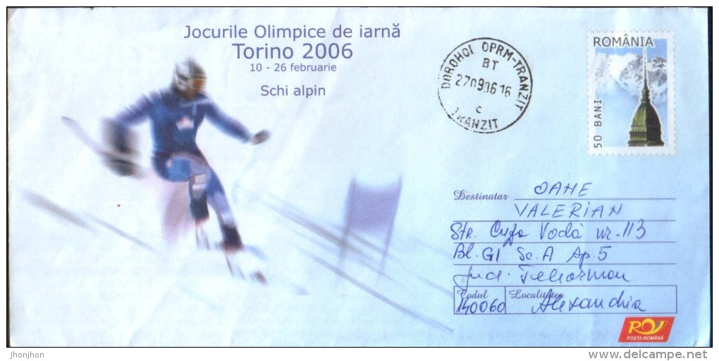 Romania- Stationery Postcard 2006 Used - Winter Olympics In Torino Alpine Skiing - 2/scans - Winter 2006: Turin