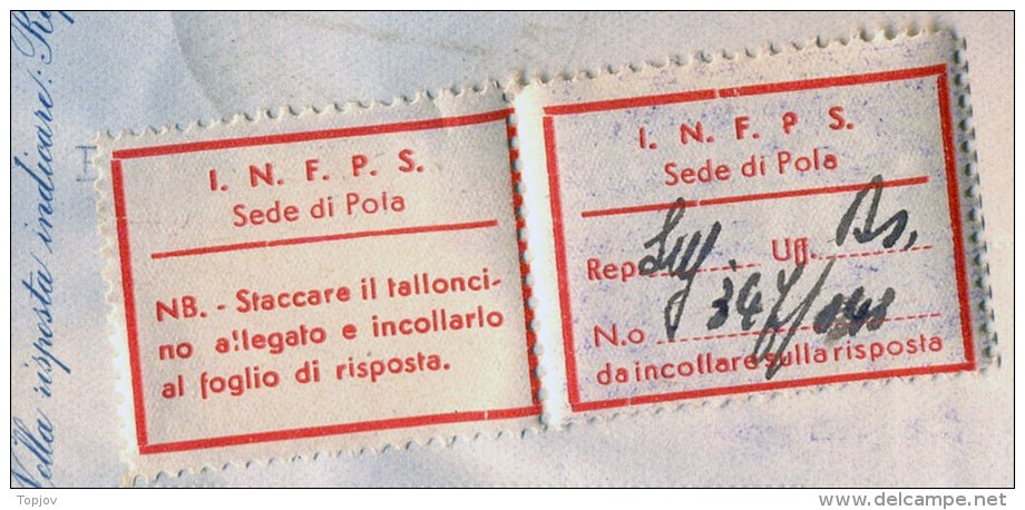 ITALIA - CROATIA - CERTIFICATO ISTITUTO FASCISTA - Comune Di POLA - Risposta Bolo - Complet. - 1942 - RARE - Fiscaux