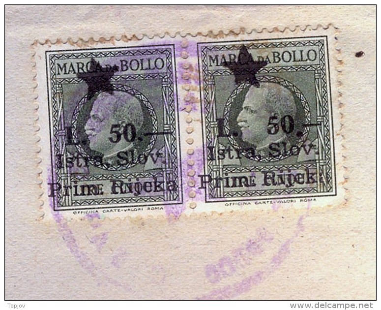 ITALIA - JUGOSLAVIA - SLOVENIA  - CERTIFICATO  POLICIA - PAZIN - ISTRIA - Bollo  L.  2x50 - Completo - 1946 - RARE - Fiscaux