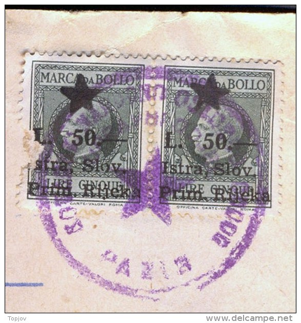 ITALIA - JUGOSLAVIA - SLOVENIA  - CERTIFICATO  COMUNE - PAZIN - ISTRIA - Bollo  L.  2x50 - Completo - 1946 - RARE - Revenue Stamps