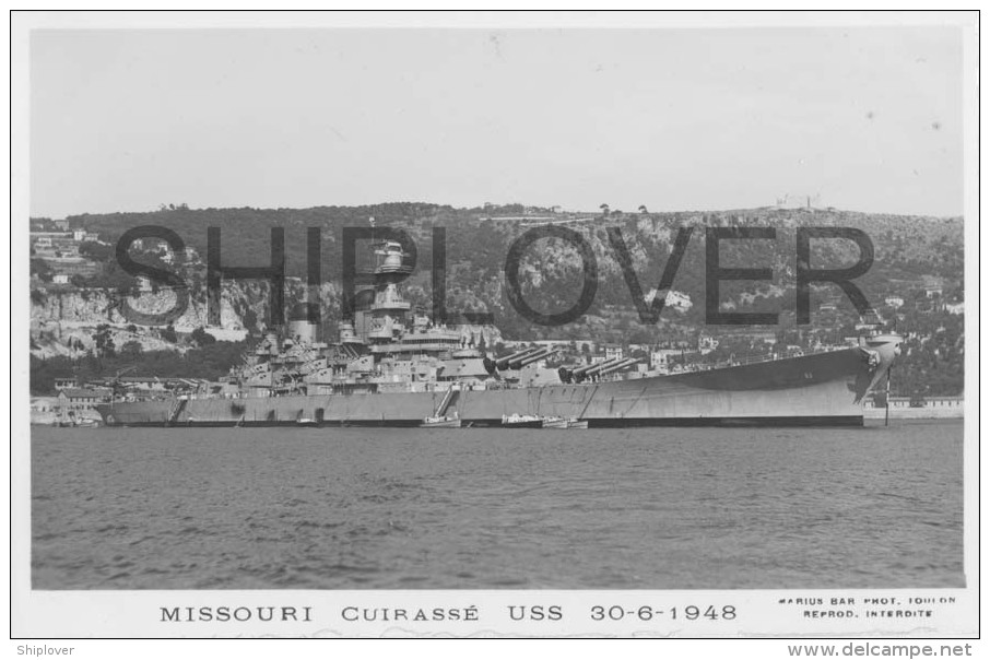 Cuirassé USS MISSOURI à Villefranche (US Navy) - Carte Photo éd. Marius Bar - Bateau/ship/schiff - Guerre