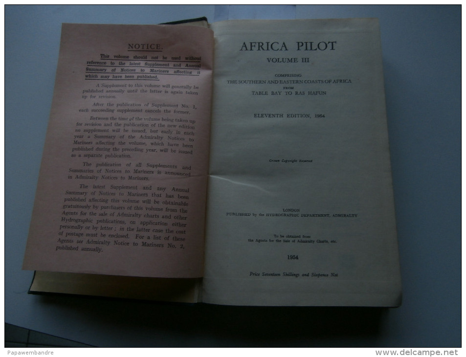 Africa pilot Vol I, II and III Hydrographic Department Admiralty (Congo, etc)