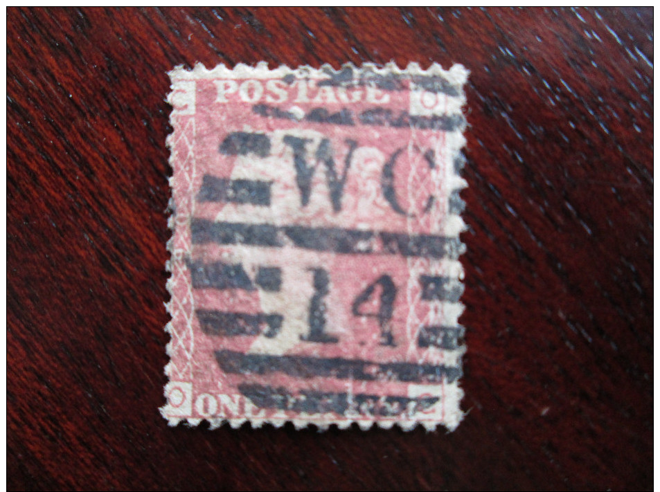 Great Britain 1858-79 ONE PENNY ROSE-RED USED Letters CO - OC Of Plate 90 Cancel ´WC Over 14´. - Gebraucht