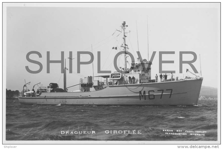 Dragueur GIROFLEE (Marine Nationale) - Carte Photo éd. Marius Bar - Bateau/ship/schiff - Guerra