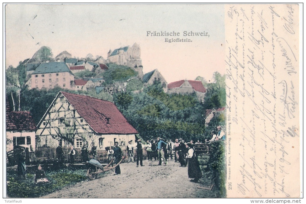 Markt EGLOFFSTEIN Kreis Forchheim Fränkische Schweiz Bayern Franken Belebt Color 3.9.1902 Trachten Fest - Forchheim